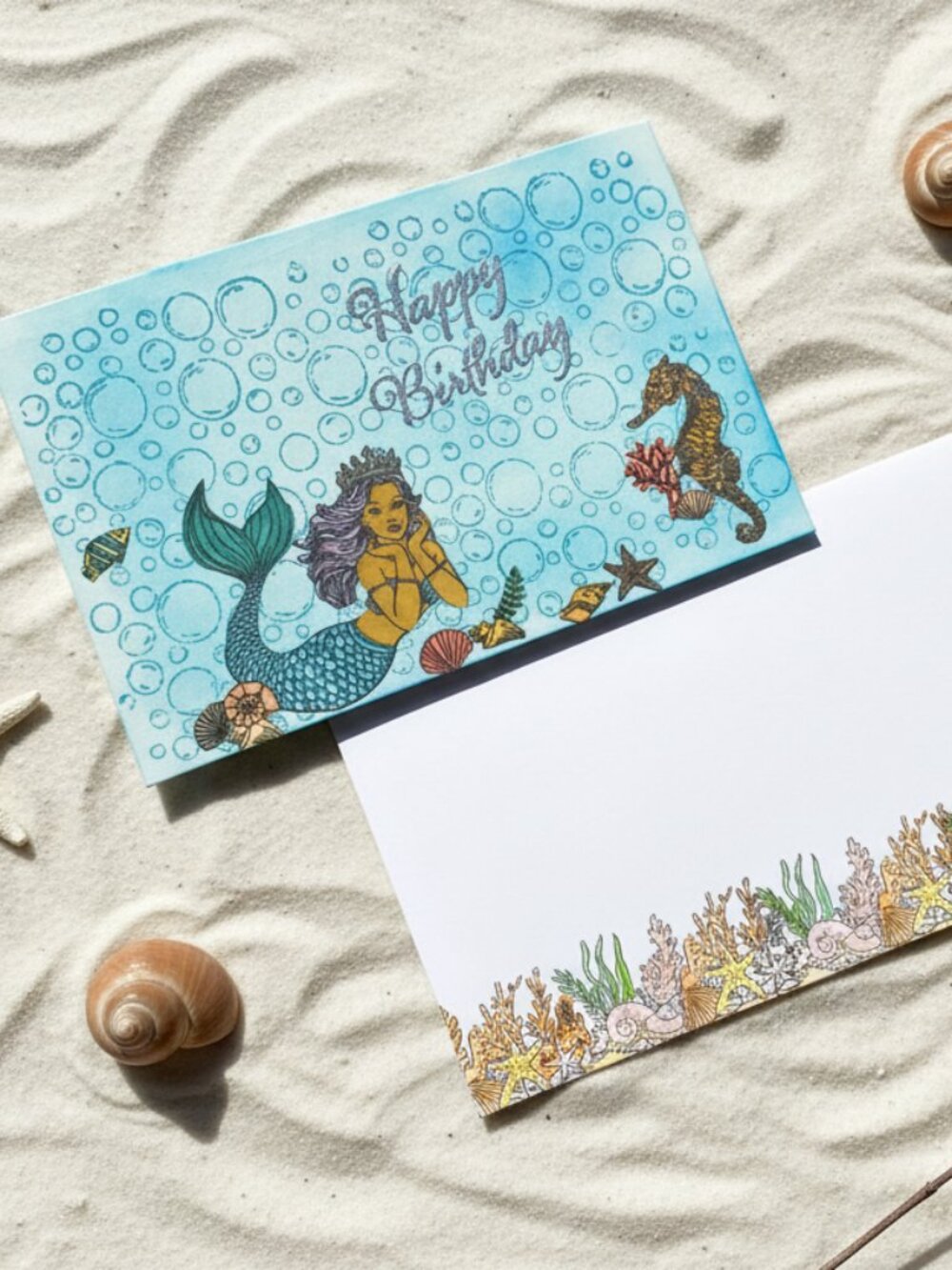 Mermaid Happy Birthday Card | Under the Sea Handmade Greeting Card | Handmade